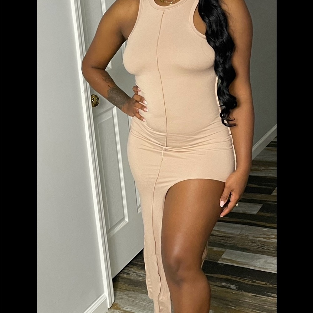 Sleeveless Tan Maxi Dress